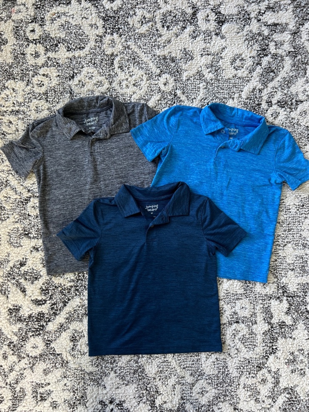 jumping beans Polo Shirt Trio - Navy, Heather Gray, Bright Blue